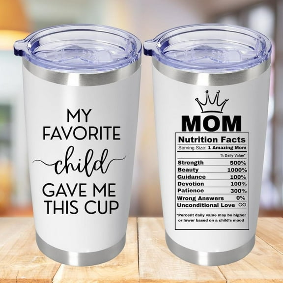 Funny Mom Gift - Mama Coffee Cup My Favorite Child Gave Me This Cup - Birthday, Mothers Day, Christmas Gift Idea - 20oz Mother's Day Gift - White