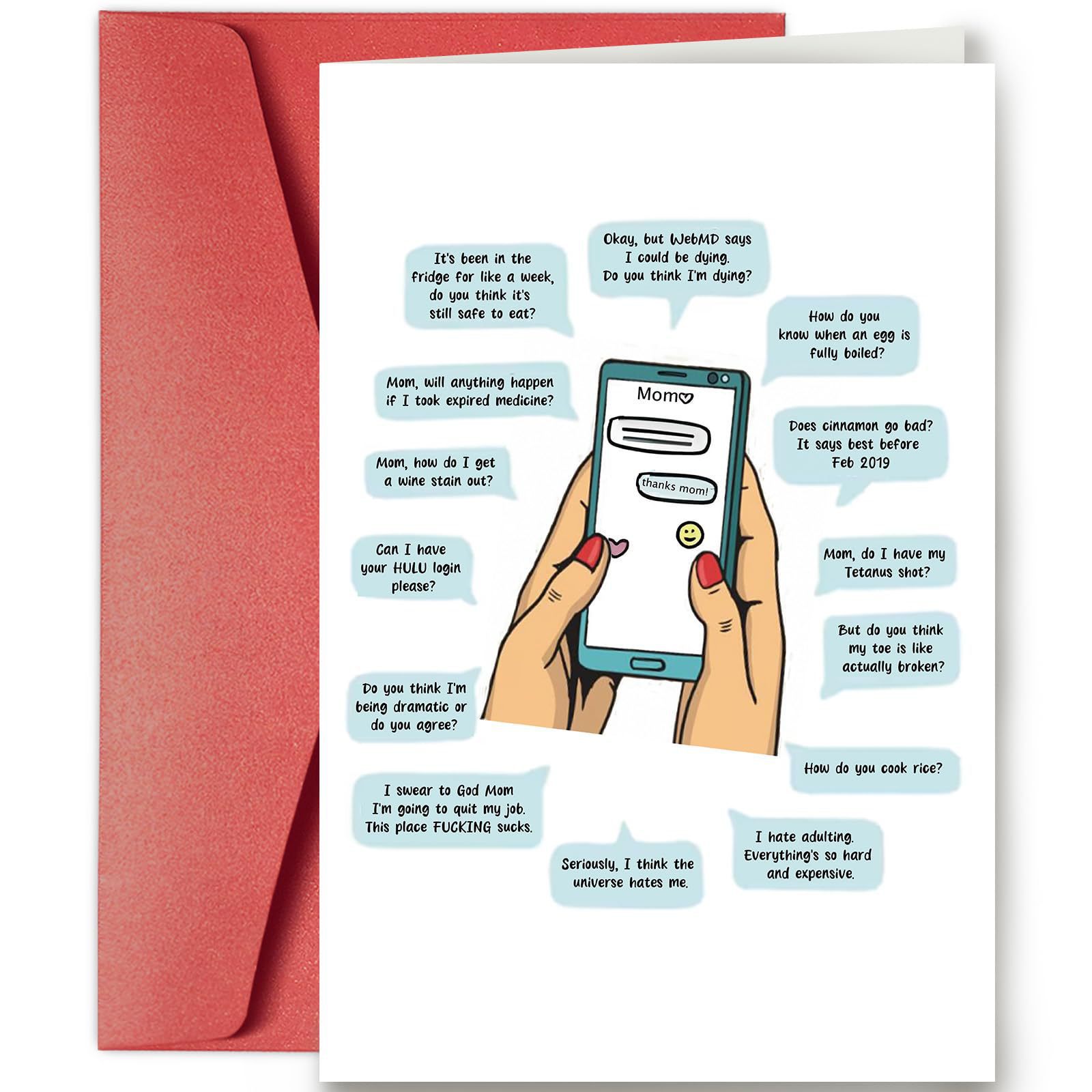 Funny Mom Greeting Card – Humorous Text Message Design Featuring Mom's ...