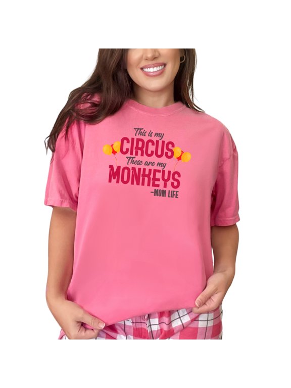Funny Mom Life Circus Monkeys Quote, Crunchberry Comfort Colors T-Shirt, Medium