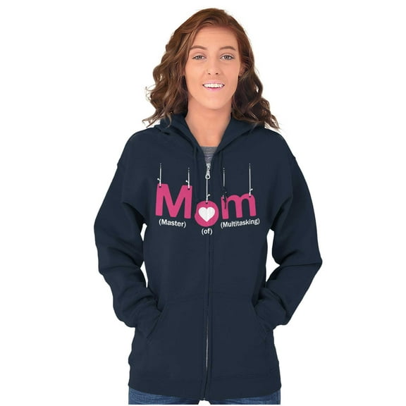 Funny Mom Master of Multitasking Womens Plus Size Graphic Zipper Hoodie Brisco Brands 2X
