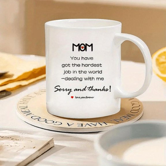 Funny Mom Mug Coffee Cup with Toughest Job Quote Red Heart Design Dishwasher Microwave Insulated Hot Cold Drinks Birthday Mother s Day Christmas Gifts from Daughter or Son Coffee Mug