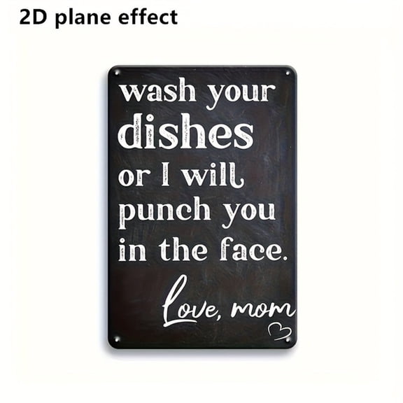 Funny Mom Quote Black Chalkboard Metal Tin Sign Wash Dishes Slogan Rustic Farmhouse Kitchen Dining Room Wall Hanging Decor