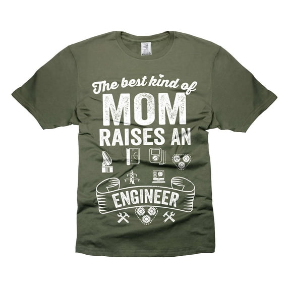 Funny Mom Shirt Mother's Day Engineer Shirt Engineer Mom Gifts Mom Raises An Engineer Shirt (Large Military Green)