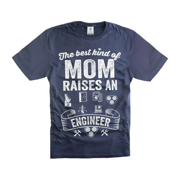 Funny Mom Shirt Mother's Day Engineer Shirt Engineer Mom Gifts Mom Raises An Engineer Shirt (Medium Navy Blue)