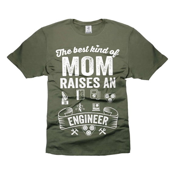 Funny Mom Shirt Mother's Day Engineer Shirt Engineer Mom Gifts Mom Raises An Engineer Shirt (Small Military Green)