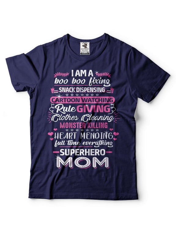 Funny Mom Shirt Superhero Mom Shirt Mothers Day Mom Gift Mama Shirt Mommy Gifts Mom Birthday Tee (Small Navy Blue)