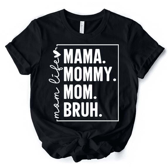 Funny Mom's Life T-Shirt, Black Minimalist Mama Tee for Stylish Mothers