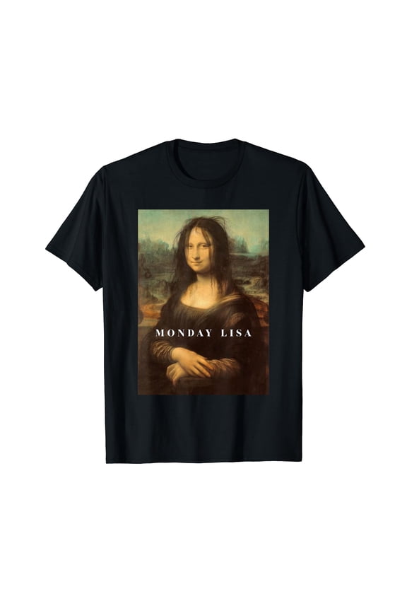 Funny Mona Funny Monday Lisa Art Black T-Shirt