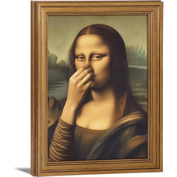Funny Mona Lisa Bathroom Wall Art Canvas Print Humorous Bathroom Decor Wall Picture Vintage Bathroom Artwork Wall Hanging for Restroom Toilet Washroom Home Decoration