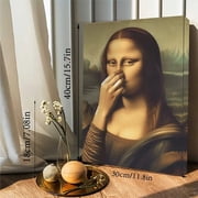 Funny Mona Lisa Parody Canvas Art - Wooden Framed Bathroom Wall Decor, Perfect Holiday Gift for Everyone, Easy to Hang,halloween
