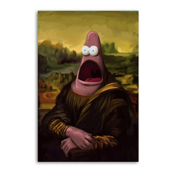 Funny Mona Lisa Patrick Star Cartoon Artworks Picture Print Poster Wall Art Painting Canvas Gift Decor Home Posters Decorative 24x36inch(60x90cm)