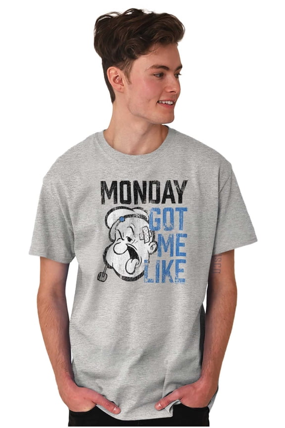 Funny Monday Got Me Like Popeye Mood Men's Graphic T Shirt Tees Brisco Brands S