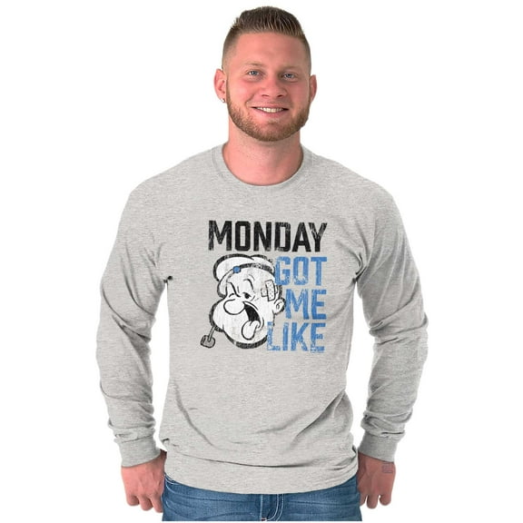 Funny Monday Got Me Like Popeye Mood Unisex Plus Size Long Sleeve Shirt Brisco Brands 3X