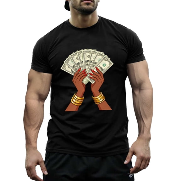 Funny Money Print Men's Short Sleeve T-Shirt Funny Christmas Party Graphic Novelty Holiday Tee Graphic Tees size S-5XL