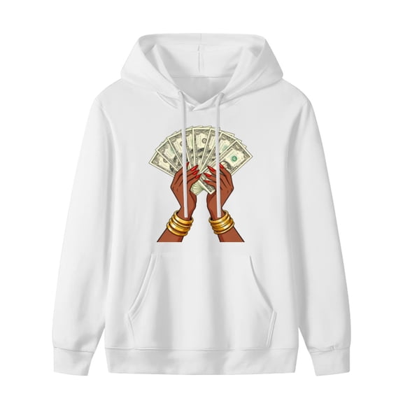 Funny Money Print Mens Hoodies with Long Sleeve, Lightweight Basis Pullover Men's Drawstring Pocket Sweatshirt Hooded