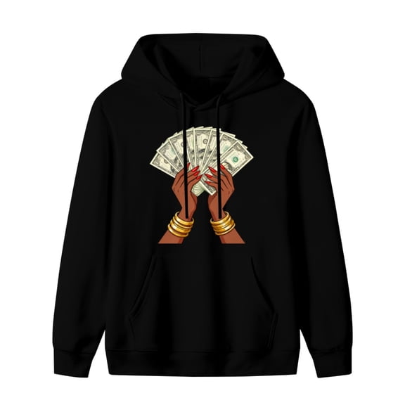 Funny Money Print Mens Hoodies with Long Sleeve, Lightweight Basis Pullover Men's Drawstring Pocket Sweatshirt Hooded