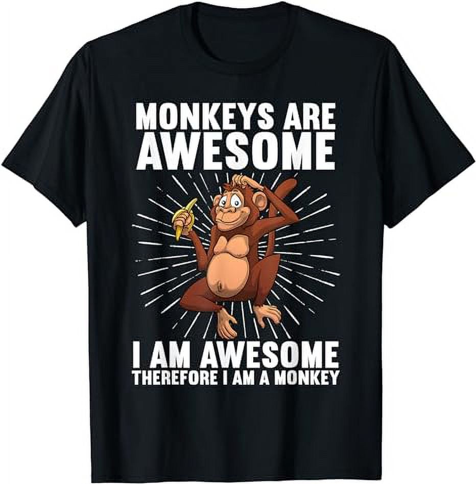 Funny Monkey Art For Men Women Kids Zoo Animal Monkey Lover T-Shirt ...