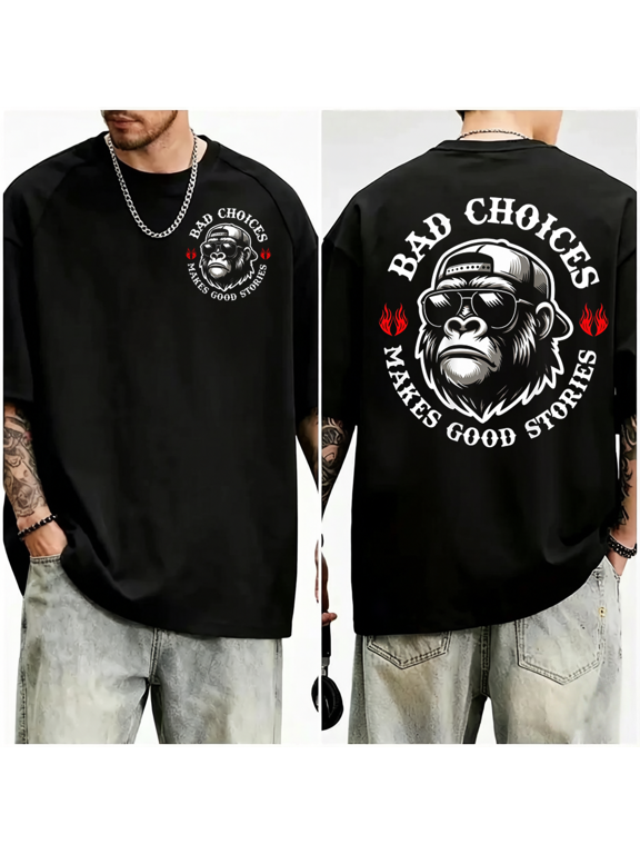 Funny Monkey Bad Choices Make Good Stories T-Shirt,2 -Sided Print