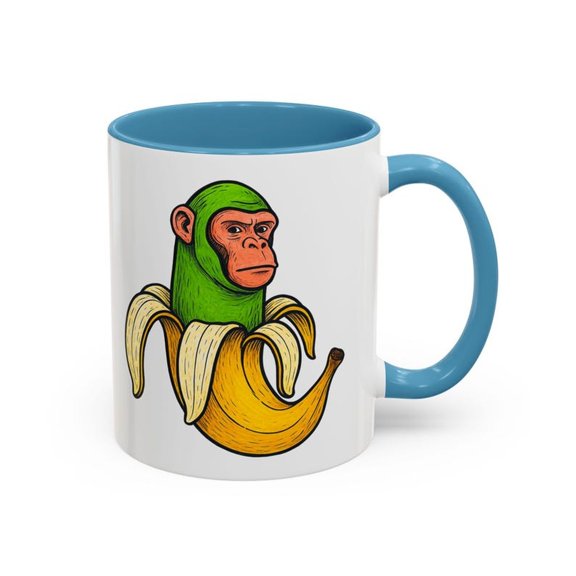 Funny Monkey Banana Mug, Surreal Gorilla in BananA1 Peel Art, Quirky Animal Pun Coffee Cup, Unique Gift for Ape Lovers, Jungle Humor Mug