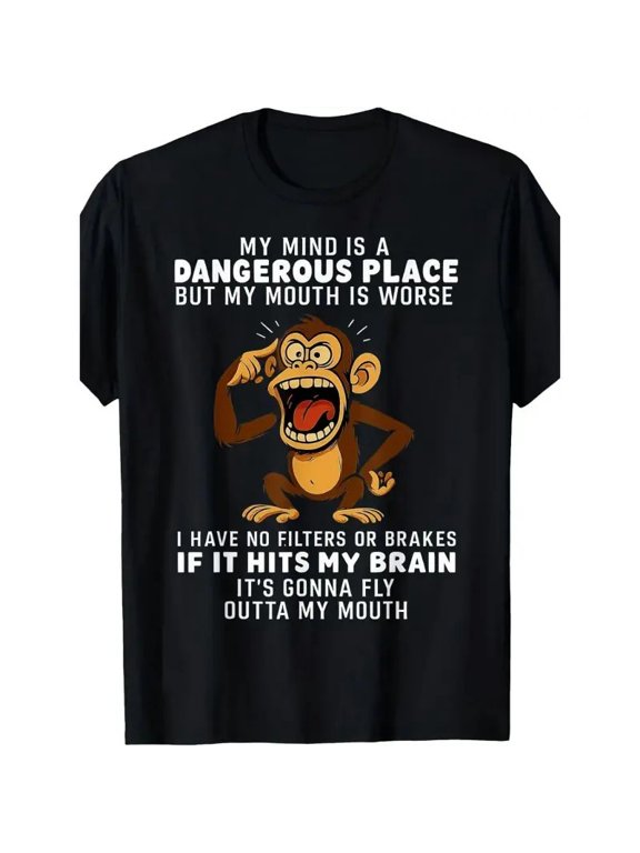 Funny Monkey Graphic T-Shirt Funny Animal 100%Cotton,Gift for Men