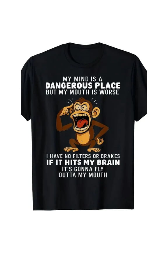 Funny Monkey Graphic T-Shirt Funny Animal 100%Cotton,Gift for Men