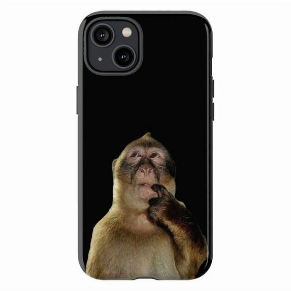 Funny Monkey Meme Phone Case, Fun Animal Expression iPhone Cover, Cute and Quirky Protective Case for iPhone 17 16 15 14 13 12 11 Pro Plus Mini (Black)