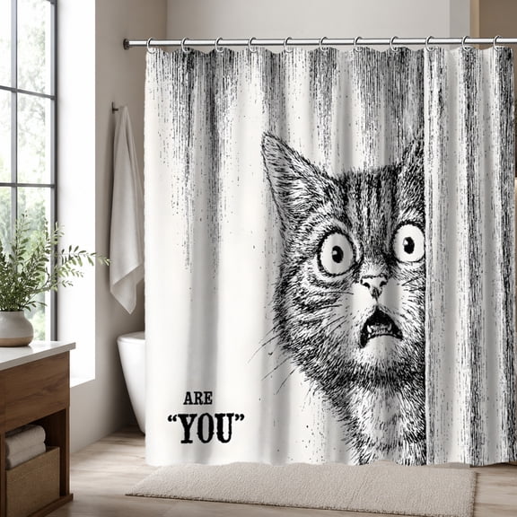 Funny Monkey Shower Curtain 70.87 x 70.87 Inch, Chimpanzee Ape Polyester Fabric Bathroom Curtain, Black White Animal Bathroom Decor