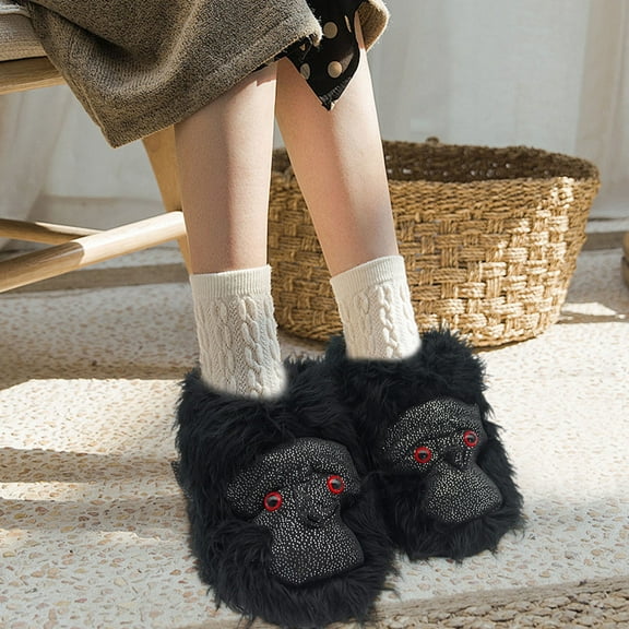 Funny Monkey Slippers, 28cm Soft Comfortable Animals Winter Shoes, Modern Cozy Furry Slippers for Indoor Outdoor, Cozy Warm, Adult Sizes 35-44