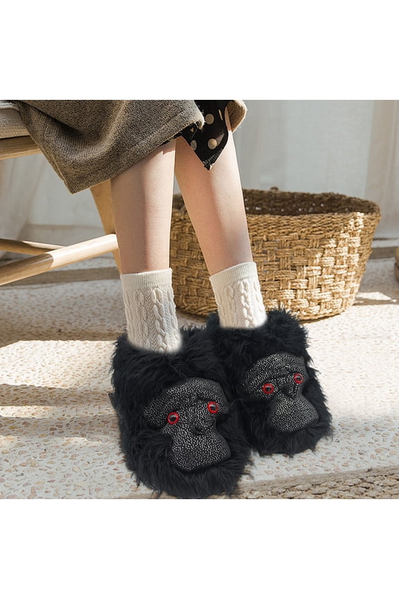 Funny Monkey Slippers, 28cm Soft Comfortable Animals Winter Shoes, Modern Cozy Furry Slippers for Indoor Outdoor, Cozy Warm, Adult Sizes 35-44