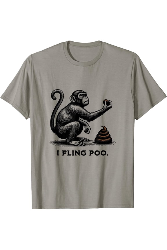 Funny Monkey Throwing Poo, Vintage Graphic T-Shirt, Vintage Birthday Gift