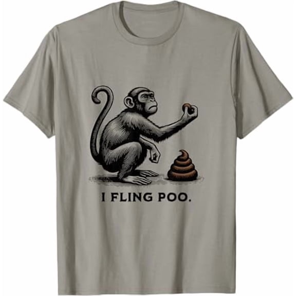 Funny Monkey Throwing Poo, Vintage Graphic T-Shirt