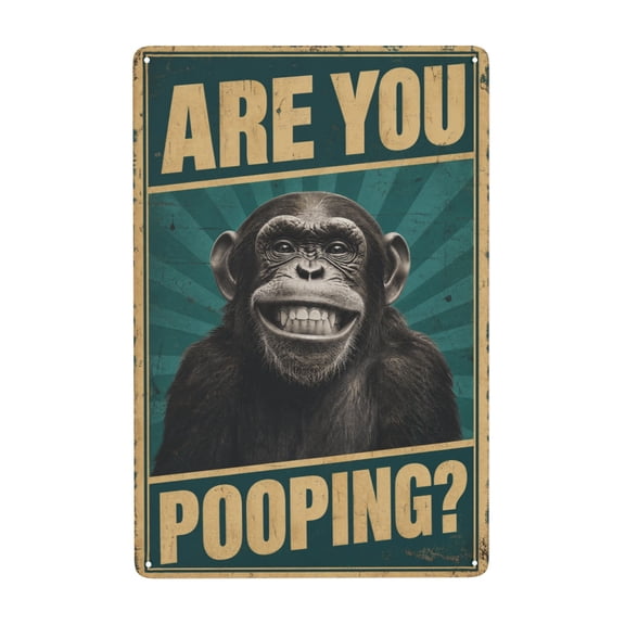 Funny Monkey Wall Decor Metal Sign | 8X12 Inch Vintage Style Iron Plaque for Home Decor | Easy Hanging Rustic Indoor/Outdoor Use | Smiling Chimpanzee Theme