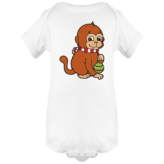Funny Monkey With Holiday Ball Bodysuit Infant -Image by Shutterstock, Newborn
