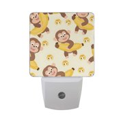 Funny Monkey and Banana LED Night Light with Smart Sensor Plug Into Wall Dusk to Dawn 2 packs