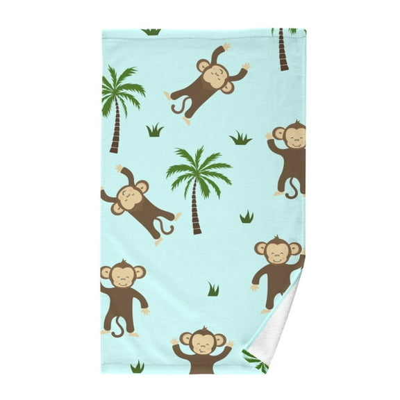 Funny Monkey and Tree Palm Cotton Face Towels Absorbent Hand Towel Soft Bathroom Towel for Kitchen Hotel Decoration
