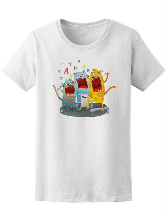 Funny Monster Cats Singing Tee Women's -Image by Shutterstock