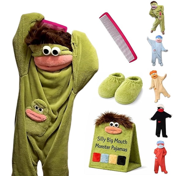 Funny Monster Hooded Fleece Robe for Adults, Goofy Plush Onesies Pajamas with Hair Comb