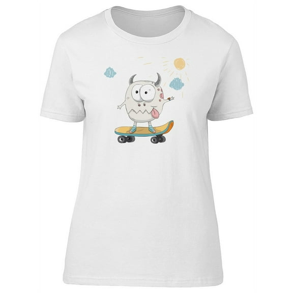 Funny Monster On A Skateboard T-Shirt Women -Image by Shutterstock, Female x-Large