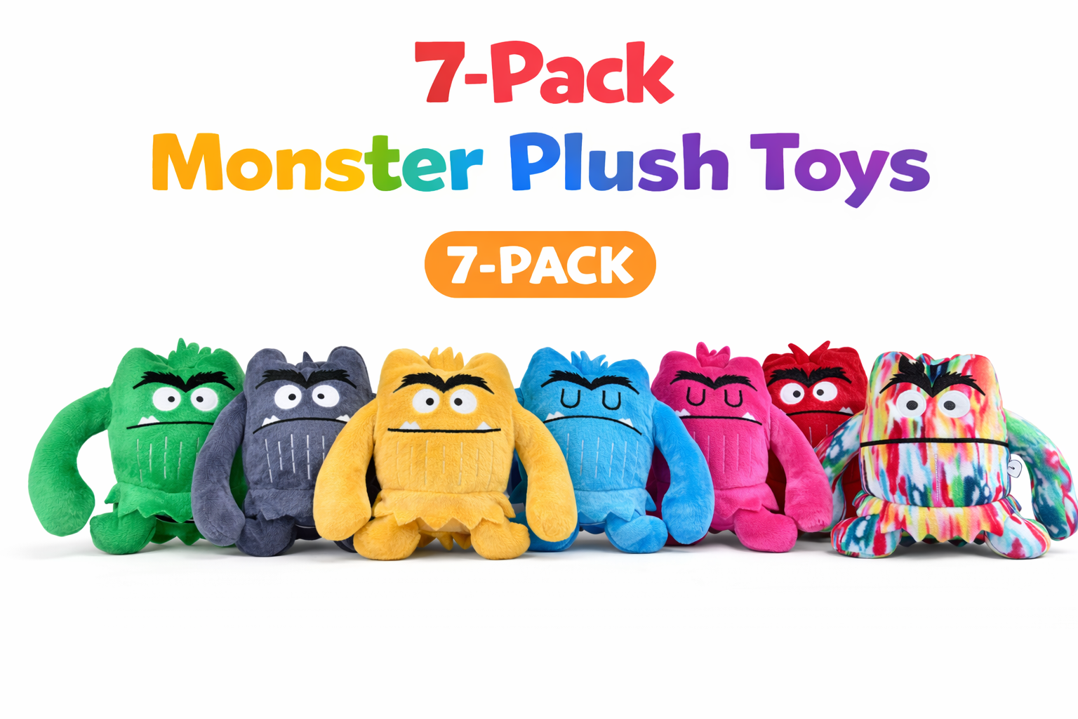 7-Pack Monster Plush Toys Set, 5.12 in Colorful Soft Stuffed