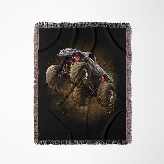 Funny Monster Truck Dirty Offroad Sport Hobby, Woven Blanket