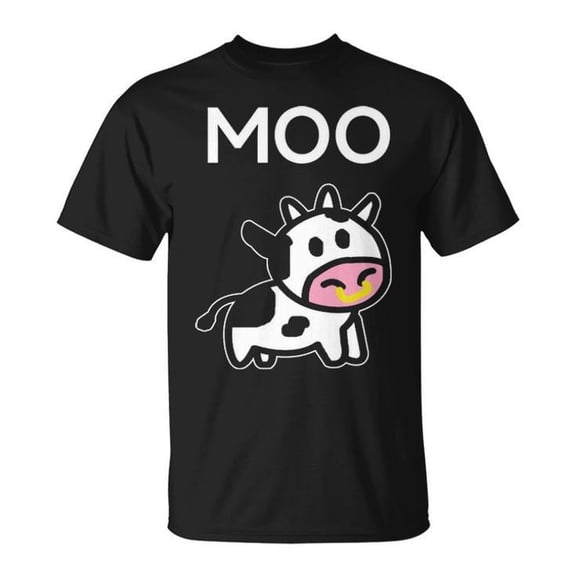 Funny Moo Cow Farmer Graphic Cotton Tee for Adults and Kids – Unisex T-Shirt for Boys and Girls with Cute Cow Design, Casual Comfortable Everyday Wear, Size 5XL, Color Black