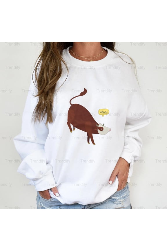 Funny Moo Cow Sound Minimalist Graphic Unisex Sweatshirt M391943, Up to Size 5XL