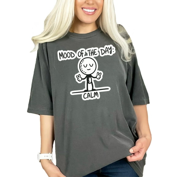 Funny Mood Of The Day Calm T Shirt, Graphic Tee With Peaceful Character, Quirky Day Vibes Shirt, Relaxed and Peaceful TShirt, Pepper Comfort Colors T-Shirt, XL