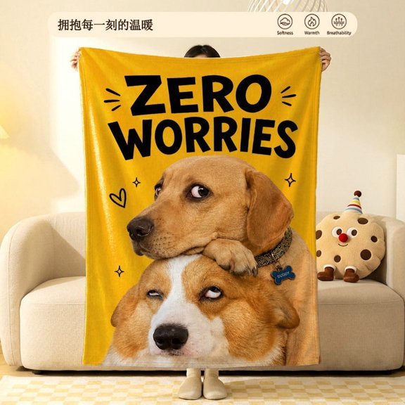 Funny Mood Side Eye Dog Flannel Fleece Throw Blanket Soft Cozy Plush Yellow Lab Corgi Meme Graphic for Couch Sofa Dorm6080in