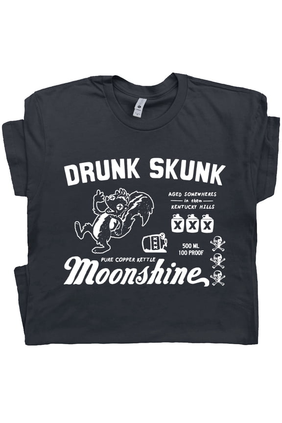 Funny Moonshine Shirt Drunk Skunk Cool Moonshiner T Shirts for Men Guys Popcorn Sutton Funny Alcohol Graphic Tee