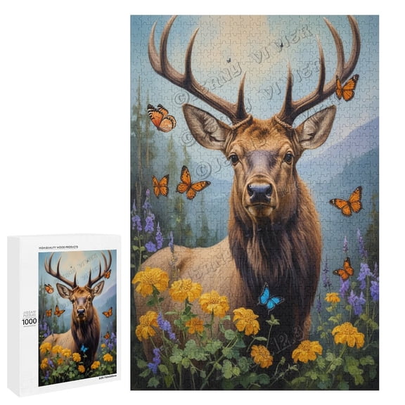 Funny Moose Jigsaw Puzzle, 1000 Pieces, 29.5"x19.7" Features Woodland Animal Challenging, Perfect for Family Fun Fun Indoor Activity