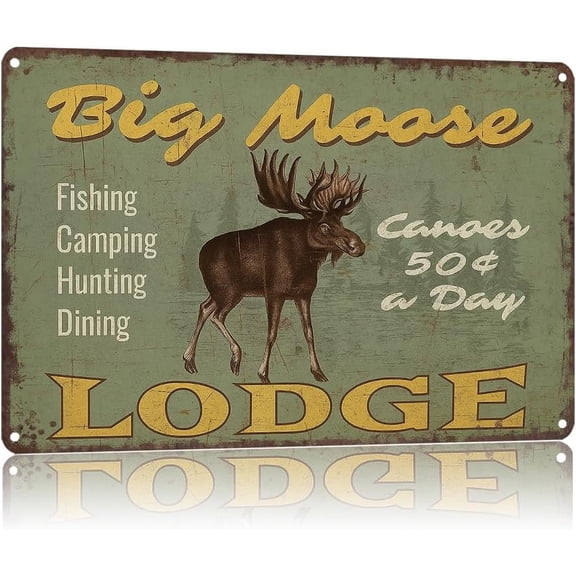 Funny Moose Lodge Metal Wall Art Tin Sign for Yard Lawn Garden Home Dorm Office Decor 8x12 Inch
