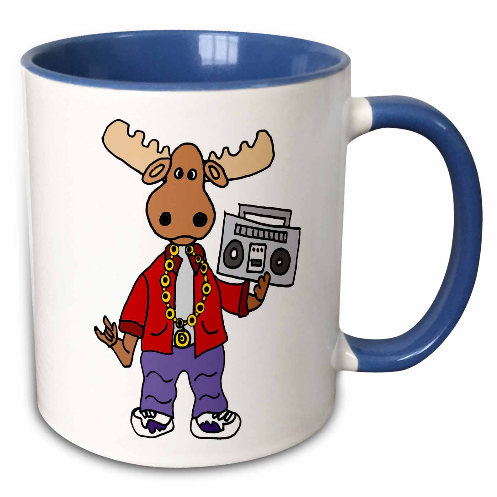 3drose, Funny Moose Rapper Listening to Rap Music Cartoon, 15oz Two ...