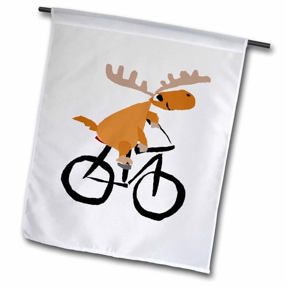 3dRose, Funny Moose Riding a Bicycle Art, 12 x 18 inch Garden Flag