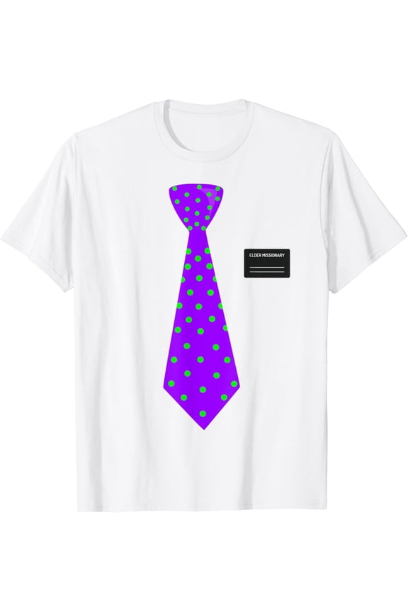 Funny Mormon Missionary Costume, LDS Elder Tie & Name Tag T-Shirt mens t shirt,white,women,funny,misfits,men,journey